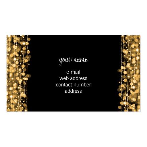 Simple Monogram Gold Lights & Sparkles Business Card Templates (back side)