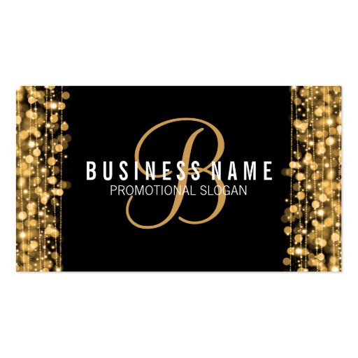Simple Monogram Gold Lights & Sparkles Business Card Templates