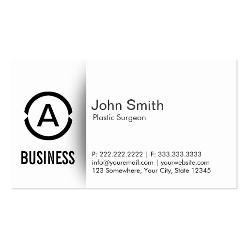 Simple Monogram Plastic Surgeon Business Card