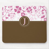 Simple Monogrammed Pink Mousepad
