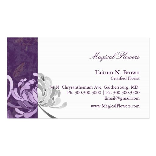 Simple Monotone Flower Personal Business Cards (front side)