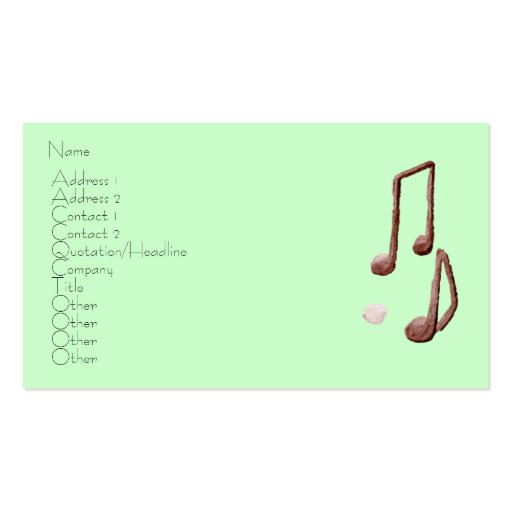 SIMPLE MUSIC NOTES profile card Business Card Templates (front side)