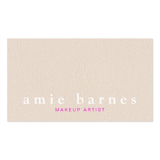 Simple Muted Pink Textured Leather Look Feminine Business Card Template (front side)