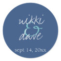 Simple navy handwritten wedding favor label seal sticker