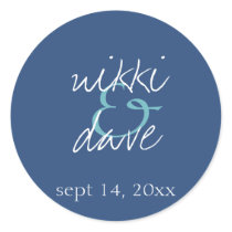 Simple navy handwritten wedding favor label seal stickers