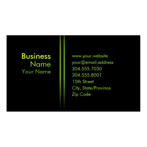 Simple Neon Vertical Lines Business Card (black) (back side)