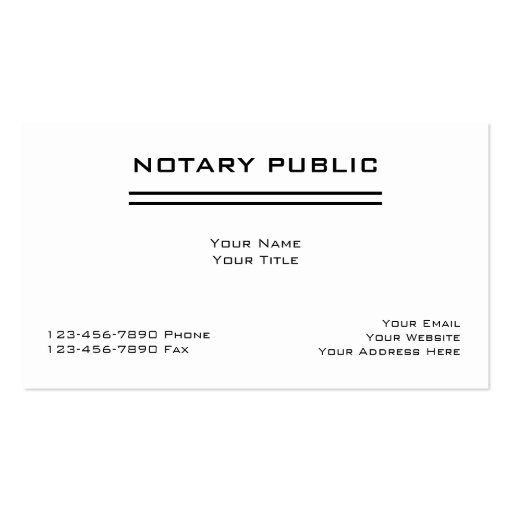 Simple Notary Business Cards (front side)