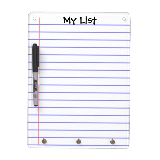 Simple notebook page lined dry erase board Zazzle