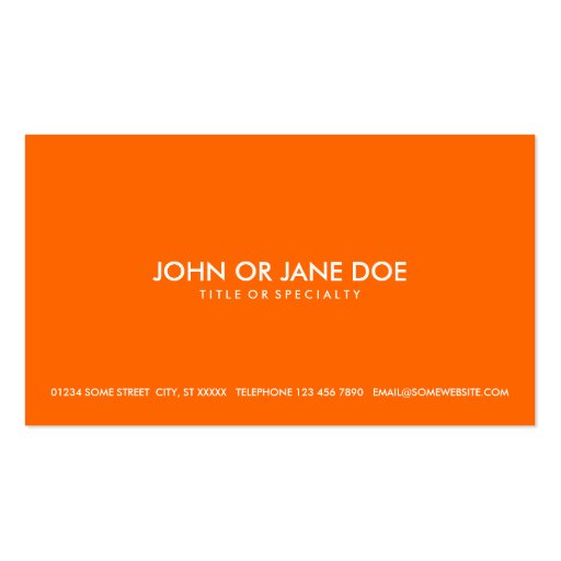 simple orange business card template (front side)