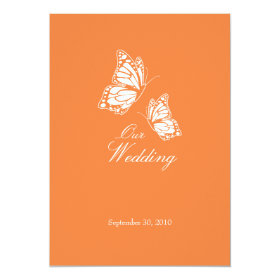 Simple Orange Butterflies Wedding Announcement 2