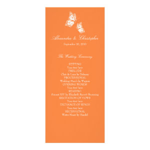 Simple Orange Butterflies Wedding Program Custom Invitation