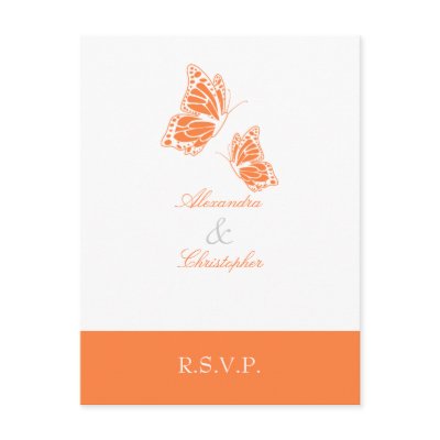 Simple Orange Butterfly RSVP 2 Postcards