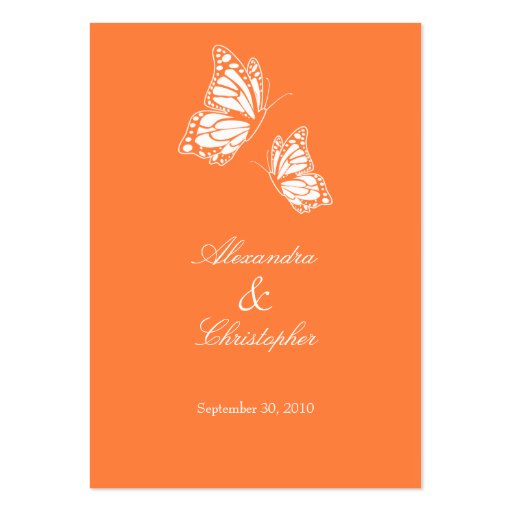 Simple Orange Butterfly Save The Date Wedding Mini Business Card (back side)