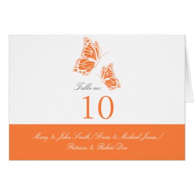 Simple Orange Butterfly Table Place Card