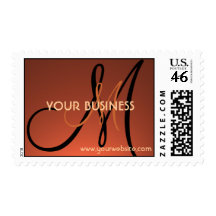 Simple orange fade monogram custom stamps