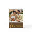 Simple orange sprig custom photo brown thank you card
