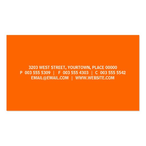 Simple Orange Text Business Card (back side)