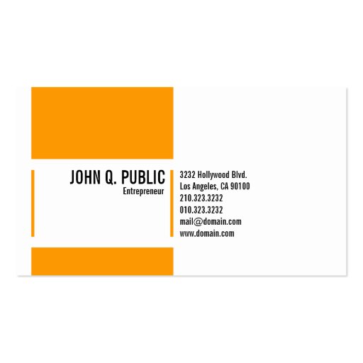 Simple Orange White Business Card (front side)
