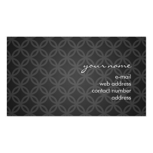 Simple Overlapping Circles Pattern Monogram Black Business Card (back side)