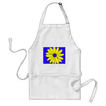 Simple Painting of a Yellow Flower on Blue Aprons