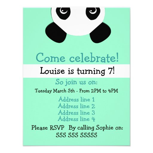 Simple Panda bear Birthday Invitation