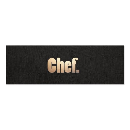 Simple Personal Chef  Faux Black Linen and Gold Business Card (front side)