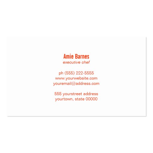 Simple Personal Chef Modern Catering Turquoise Business Card Template (back side)