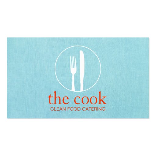 Simple Personal Chef Modern Catering Turquoise Business Card Template (front side)