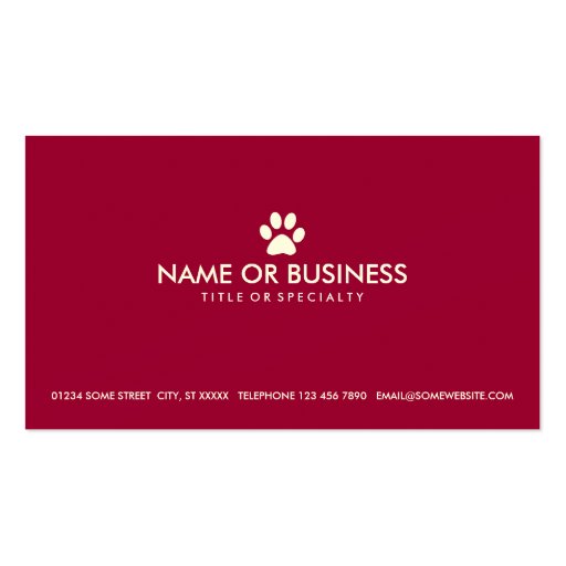 simple pet paw business cards