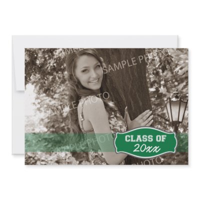Simple Photo Graduation Announcement (green) by BeezKneez