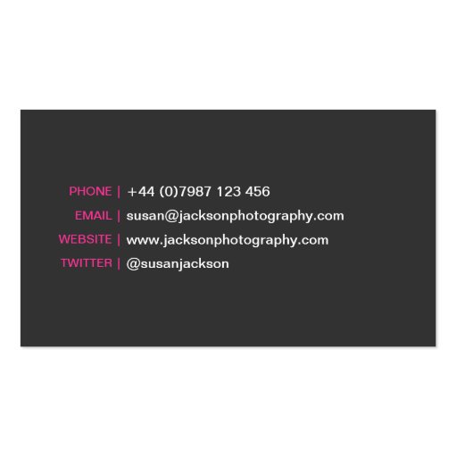 Simple Photographer Business Card (back side)