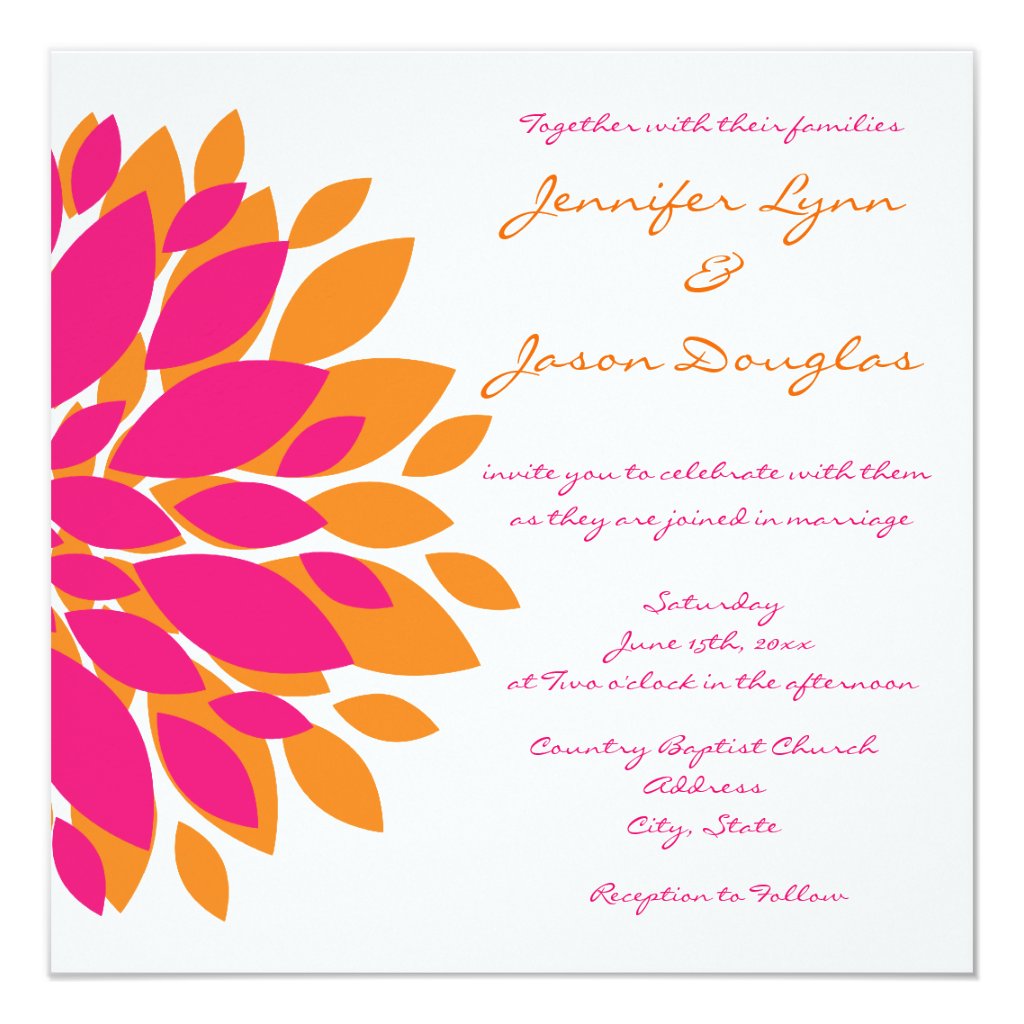 Pink orange wedding invitations