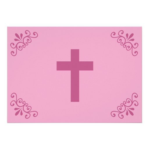 Simple Pink Baptism/Christening Invite