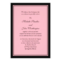 Simple Pink & Black Wedding Invitation Template