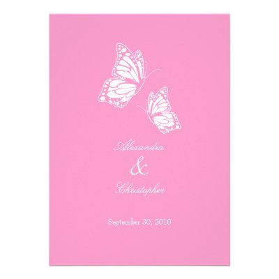 Simple Pink Butterflies Wedding Announcement
