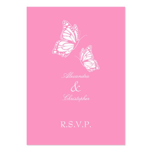 Simple Pink Butterfly RSVP Note Mini Business Card Templates (front side)