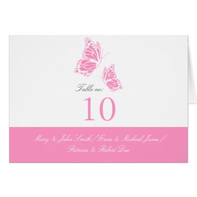 Simple Pink Butterfly Table Place Card