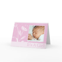 Simple Pink Girl Birth Announcement cards