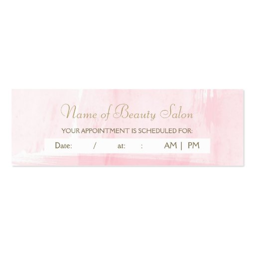 Simple Pink Gold Watercolor Appointment Reminder Business Card Templates (front side)