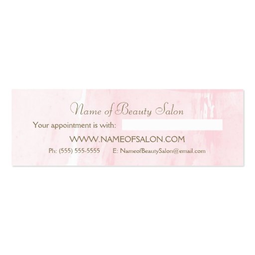 Simple Pink Gold Watercolor Appointment Reminder Business Card Templates (back side)