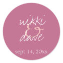 Simple pink handwritten wedding favor label seal sticker