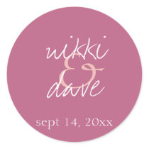Simple pink handwritten wedding favor label seal stickers