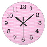 Simple Pink Polka Dot Wall Clock