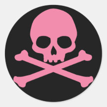SImple Pink Skull and Crossbones Sticker