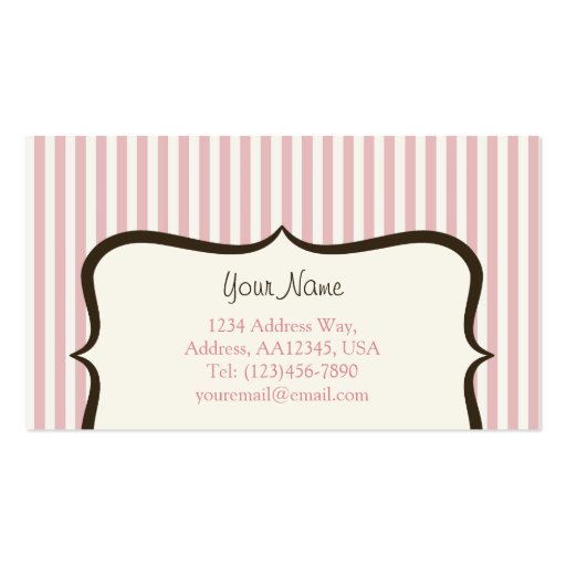 Simple Pink Stripe Business Card (back side)