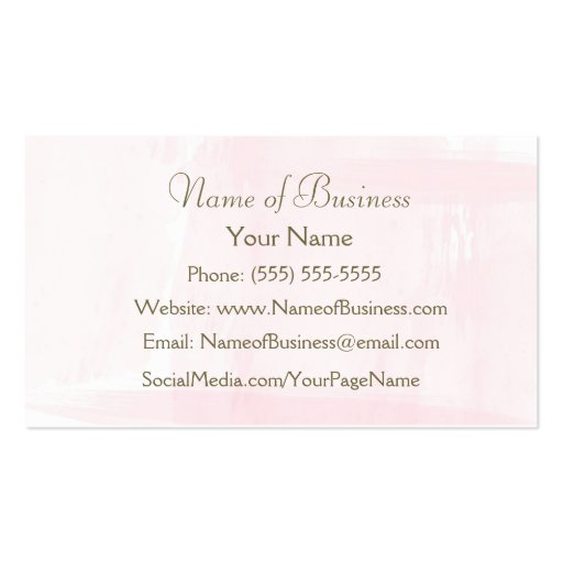 Simple Pink Watercolor Elegant Gold Script Business Cards (back side)