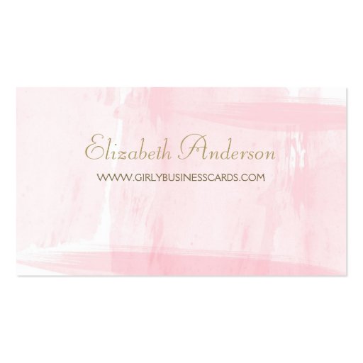 Simple Pink Watercolor Elegant Gold Script Business Cards (front side)