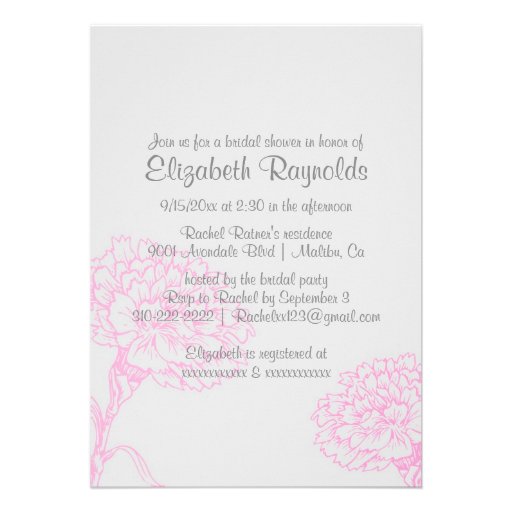 Simple Pink & White Bridal Shower Invitations