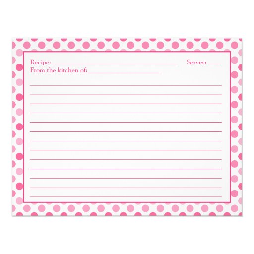 Simple Pink White Polka Dot Recipe Card