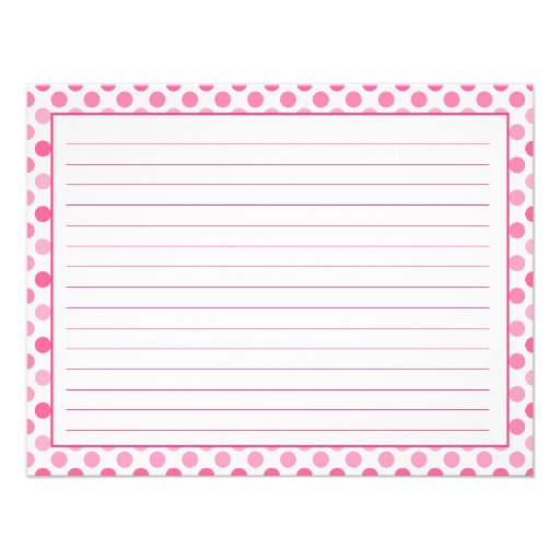 Simple Pink White Polka Dot Recipe Card